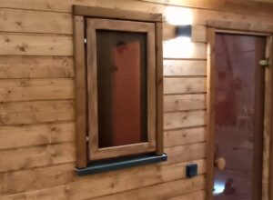 Plener SPA sauna ogrodowa drewniana przedsionek 3